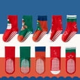 thumbnail image 3 of GYRATEDREAM Kids Boys Winter Christmas Socks Warm Fuzzy Socks for Girls Home Floor Soft Lined Fluffy Socks with Grips 5 Pack for 3-5Y Multi-color, 3 of 4