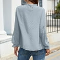 thumbnail image 4 of tklpehg Womens Tops Lightweight Loose Fit Blouse Ladies Tops Crewneck Classic Solid Colors Comfortable Long Sleeve Shirts Casual Tee Shirt Sky Blue L, 4 of 7