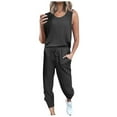 thumbnail image 2 of Idoravan Women Sets Clothing Clearance Women Loose Two-piece Sets Solid Sleeveless Tops Vest Casual Pants Sweatsuit, 2 of 7