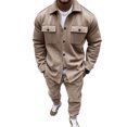thumbnail image 2 of Stamzod Mens Outfits Fashion Long Sleeve Button Down Shirts and Drawstring Waist Pants Men 2 Piece Lounge Outfits Plus Size Sweatsuits for Men on Clearance, 2 of 6