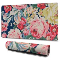 Long Mouse Pads for Desk,Pioneer Flower Floral Print Pattern Desk Mats on Top Of Desks, Desk Mouse Pad Extra Large with 3mm Non-Slip Base and Stitched Edge for Gaming,Office,Work,Home 47.3"x23.6"