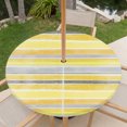 thumbnail image 6 of Round Outdoor Tablecloth with Umbrella Hole and Zipper, Yellow Nordic Style Stripes Fitted Table Cover with Elastic Edge for 36-44 Inch, Yellow Gray Texture Waterproof Patio Tablecoths for Picnic, 6 of 9