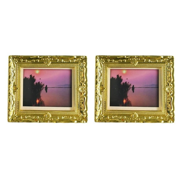 Marco de casa de muñecas 1:12 Dollhouse Gold Picture Frame Miniatura Daisy Mujeres Decoración Accesorio F Magideal Marco de casa de muñecas