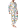 thumbnail image 2 of Naloa Zebra Colourful Men’s Pajamas Set - Long Sleeve Button Down Sleep Shirt and Pajama Bottoms Sleepwear Set-Medium, 2 of 7