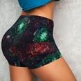 thumbnail image 4 of Balery Red And Green Carnation Pantalones cortos de entrenamiento estampados para mujer, sin costuras, ajustados, para gimnasio, yoga, correr, deportes, ejercicio activo, fitness.-X-Large, 4 of 8
