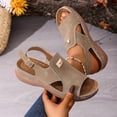 thumbnail image 6 of Busydd Beach Sandals for Woman Comfortable Open Toe Wedge Sandals Casual Hook-and-Loop Strap Buckle Women's Shoes 36, 6 of 9