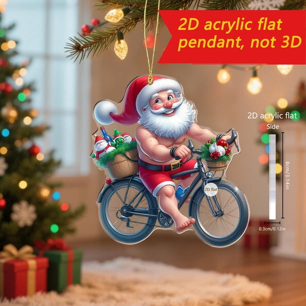 Pendiente de bicicleta de interior de acrílico, llavero de coche, colgante de mochila para Navidad, antiguo hombre en bicicleta, acrílico, plegable, portátil, metal, para dormitorio