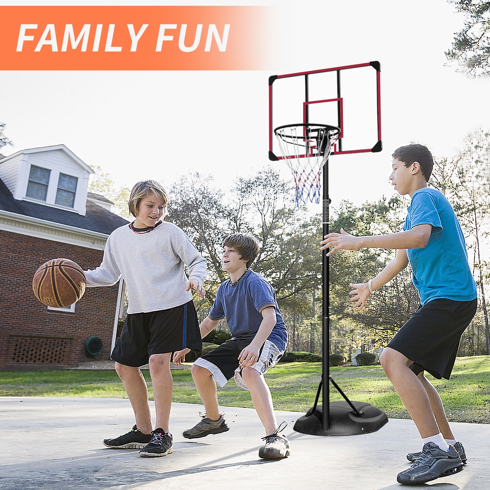 Outdoor Basketball Hoop, Portable Basketball Court for Adults Teenagers, 7.5ft -9.2ft Height Adjustable Basketball Goal