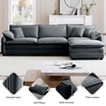thumbnail image 5 of BUIORD Modular Sectional Couch, 115" Oversize L-Shape Sofa and Couch with Reversible Ottoman, 4-Seat Deep Seat Sectional Sofa for Living Room, Gray, 5 of 8