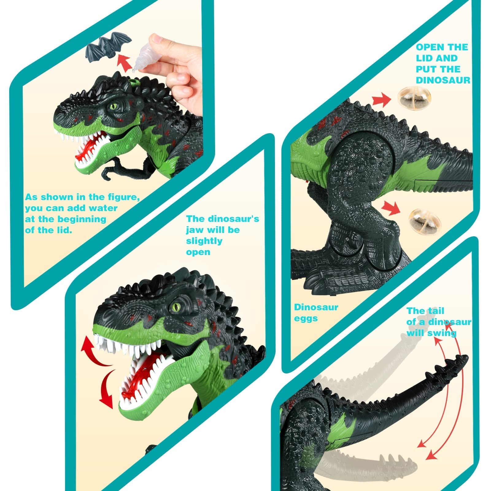 Ficcug Remote Control Dinosaur Robot Toys for Kids 3-5,Realistic Walking Electronic Dinosaur Pet with Spray Roaring,RC Toy for Age 3-12 Boys Girls
