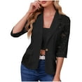 thumbnail image 5 of ZQUUVOU Women's Blazer Open Front Solid Color Button Long Sleeve Lace Jacket (Black,M), 5 of 7