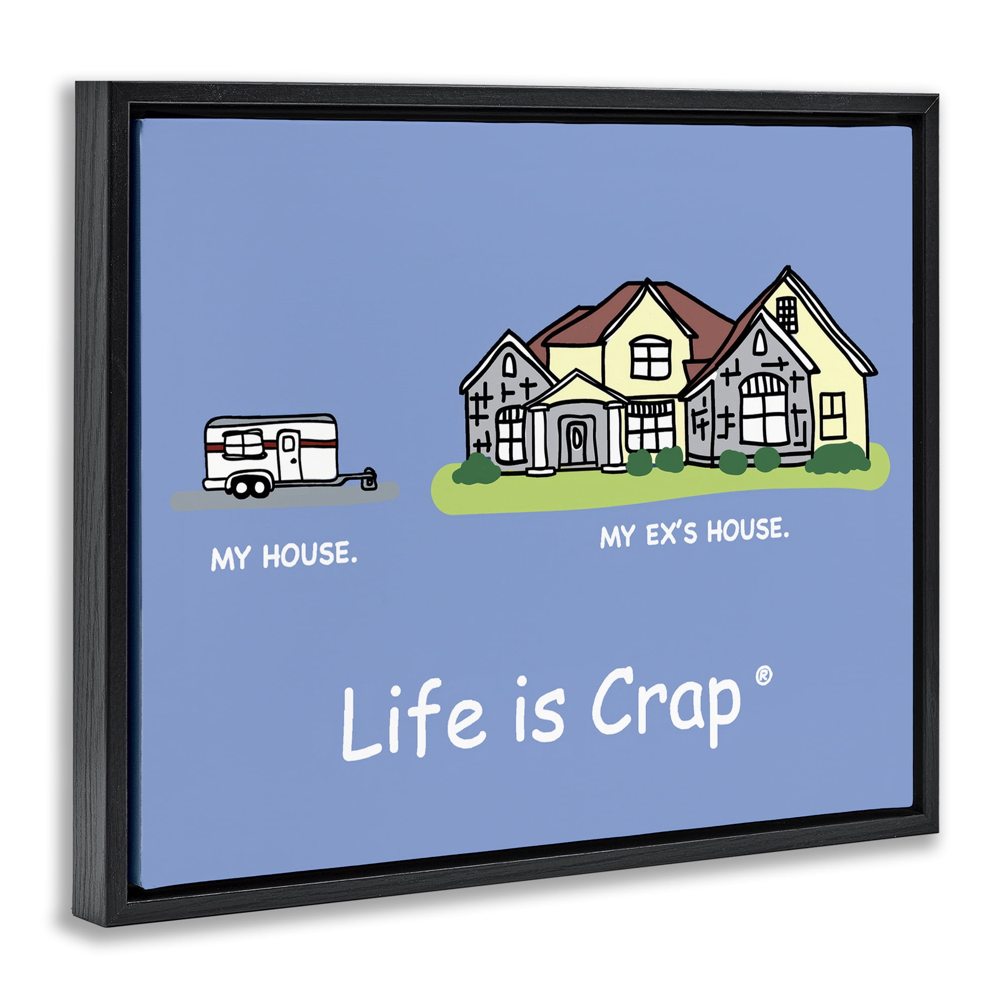 Stupell Industries Funny My House Novelty & Humor Painting Black Floater Framed Canvas Art Print Wall Art, 31 x 25