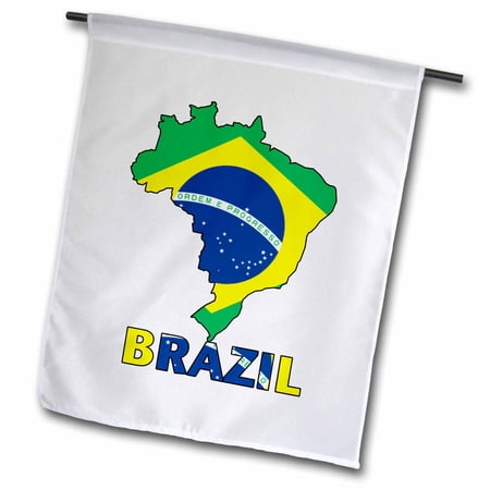 3dRose Brazilian flag in the map and letters of Brazil - Garden Flag  12 by 18-inch