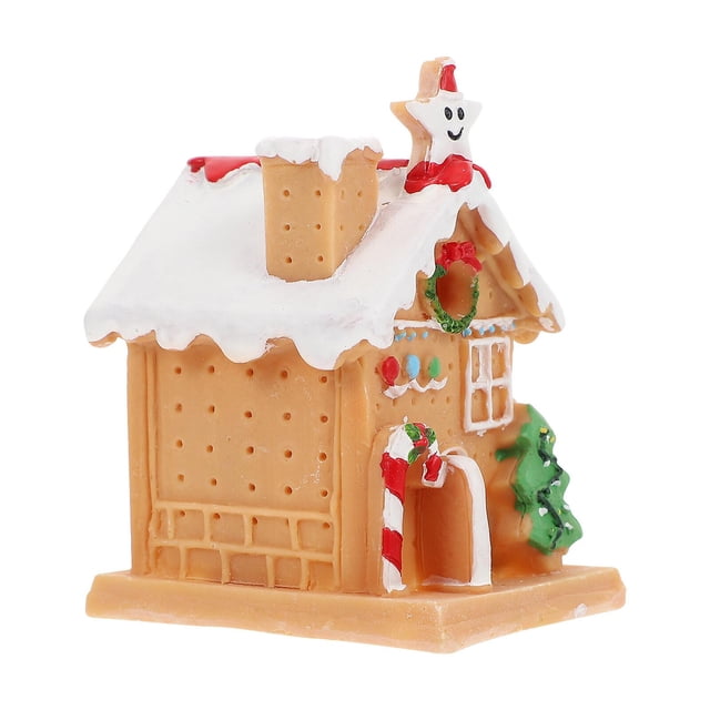 1pc Micro Landscape Christmas House Resin Lighting Small Villas Adornment