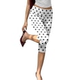 thumbnail image 2 of Women Y3k Side Split Capri Pants Polka Dots Low Rise Fitted Cropped Leggings Casual Stretchy Dressy Capris Going Out, L, 2 of 8
