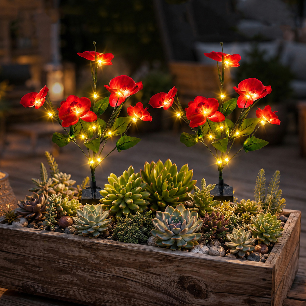 Rirool Solar Orchid Flower Garden Stake Lights Red 2-Pack photo 6
