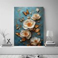 thumbnail image 2 of Mudket Framed,Canvas Wall Art,Ready to Hang,White Peony Golden Leaves Orange Butterfly Floral Canvas Print, Botanical Wall Decor, for Bedroom Living Room Office Decor - 12"L x 8"W, 2 of 10