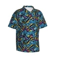 thumbnail image 3 of Xecao Love Music print Hawaiian shirt - a stylish short-sleeve button-down for men, perfect for casual beach and tropical outings., 3 of 9