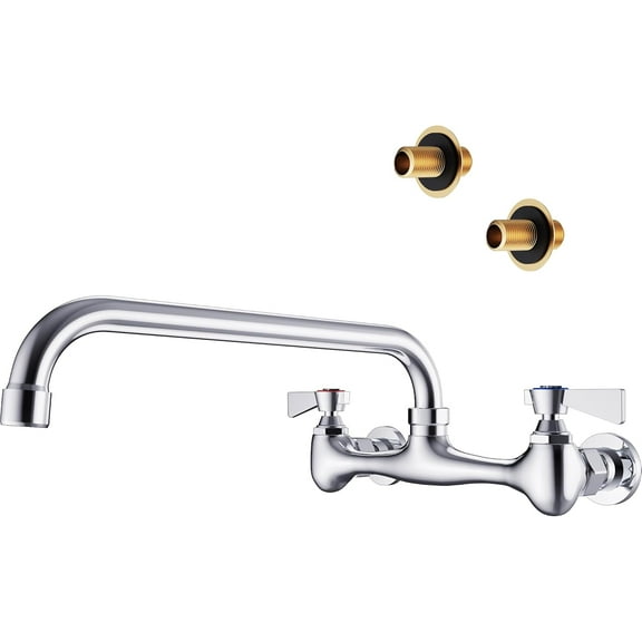 Commercial Sink Faucet with 12” Swivel Spout Polish Chrome Utility Sink Faucet for Kitchen, Laundry, Restaurant, Industrial, Compartment Sink