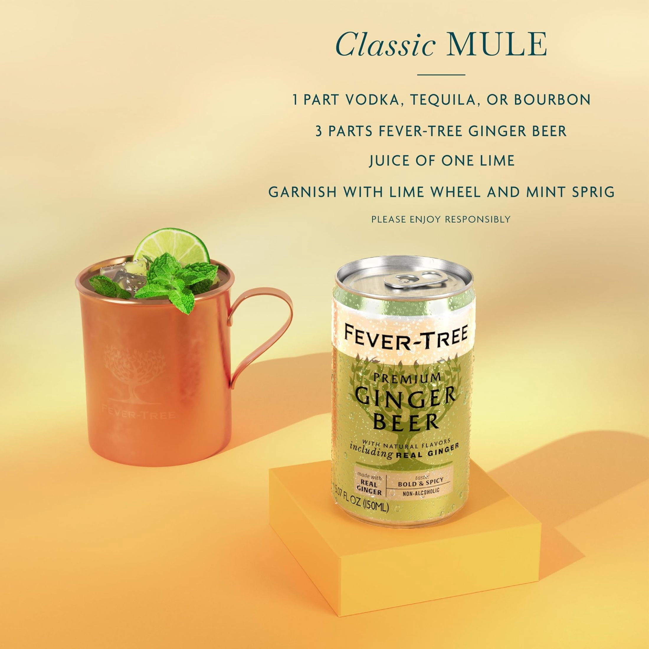 Fever-Tree Premium Ginger Beer , 8 Pack, 150 ML Aluminum Cans, 0% ABV