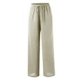 thumbnail image 5 of Lixiuxyad Women Flowy Pants Women's Casual Loose Fit High Waist Drawstring Pants With Side Pockets Beige, 5 of 6
