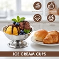 thumbnail image 3 of 2 Pcs Vintage Stainless Steel Ice Cream Cups 44oz Reusable Dessert Bowls for Sundae Snack Pudding Yogurt Fruit Low Base, 3 of 10