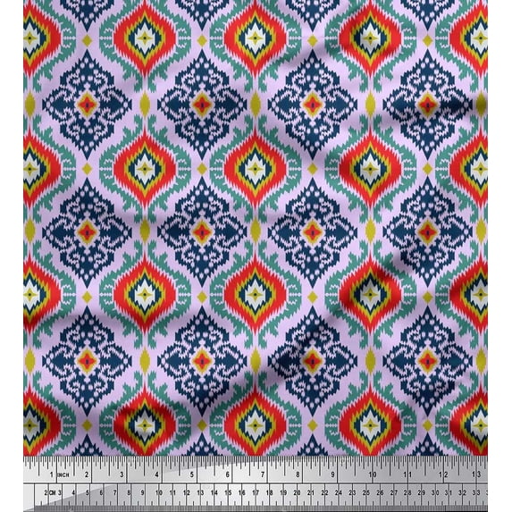 Soimoi Cotton Duck Fabric Ogee Damask Printed Craft Fabric by The Yard 42 Inch Wide