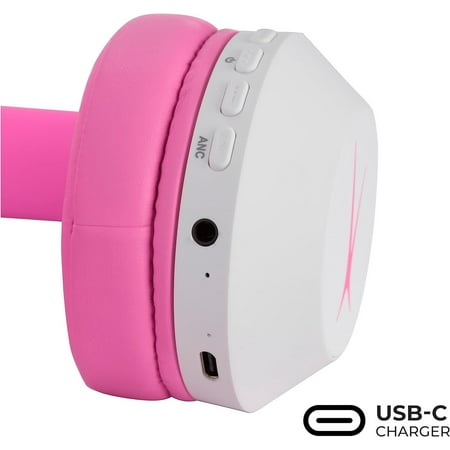 Altec Lansing KID SAFE 2-IN-1 MZX4500 - Headphones - on-ear - Bluetooth - wireless, wired - active noise canceling - 3.5 mm jack - whiteout pop pink