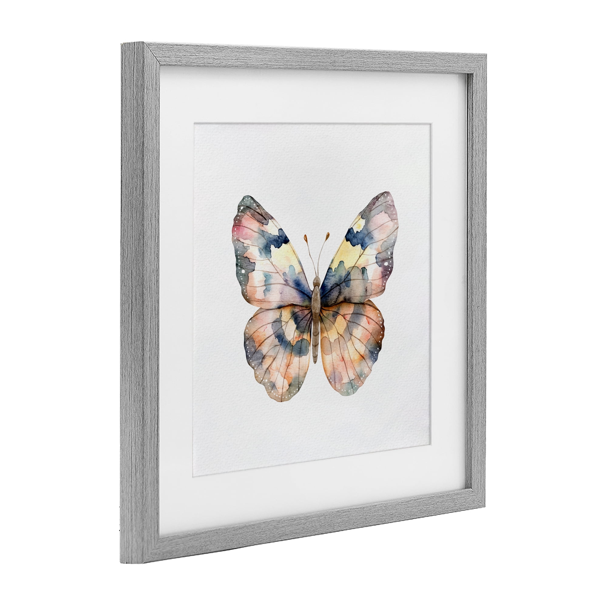 Stupell Industries Traditional Watercolor Butterfly Gray Framed Print Under Glass, design by Kim Allen