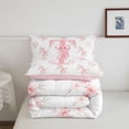 thumbnail image 5 of Manfei Lovely Monogram T Full Size Comforter Sets,Pretty Bownot Bedding Comforter Set,Pink,Pink Reversible,3-Piece,1 Comforter and 2 Pillowcases, 5 of 7