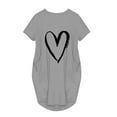 thumbnail image 4 of Clearance under $5 JINMGG Clearance Dresses under $10.00 Women's Casual Loose Love Print Dress Short Sleeve V-Neck Dress Gray L, 4 of 5