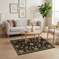 thumbnail image 3 of ODIKA 4'x6' Dark Brown Vintage Academia Gothic Washable Area Rug Faded Bloom Motif Rustic Border Southwest Frame Layout Non-Slip, Chair-Friendly, Flatwoven for Home Office, Under Desk, 3 of 6