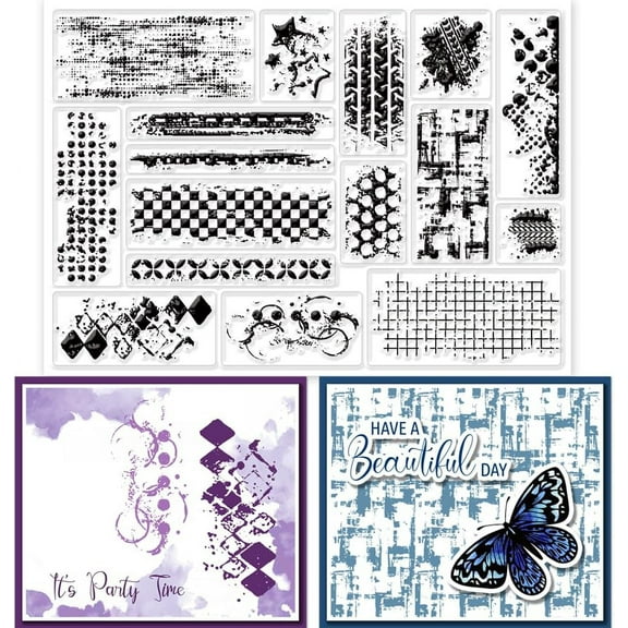 Graffiti Background Silicone Clear Stamps Ink Mark Stain Background Clear Stamps Mosaic Pattern for Card Making Scrapbooking Photo Album Decor DIY
