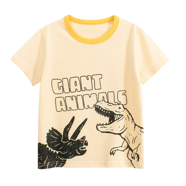 Hiiyo T-Shirt à Manches Courtes Dinosaure Dessin Animé pour Garçons T-Shirt Col Rond Décontracté