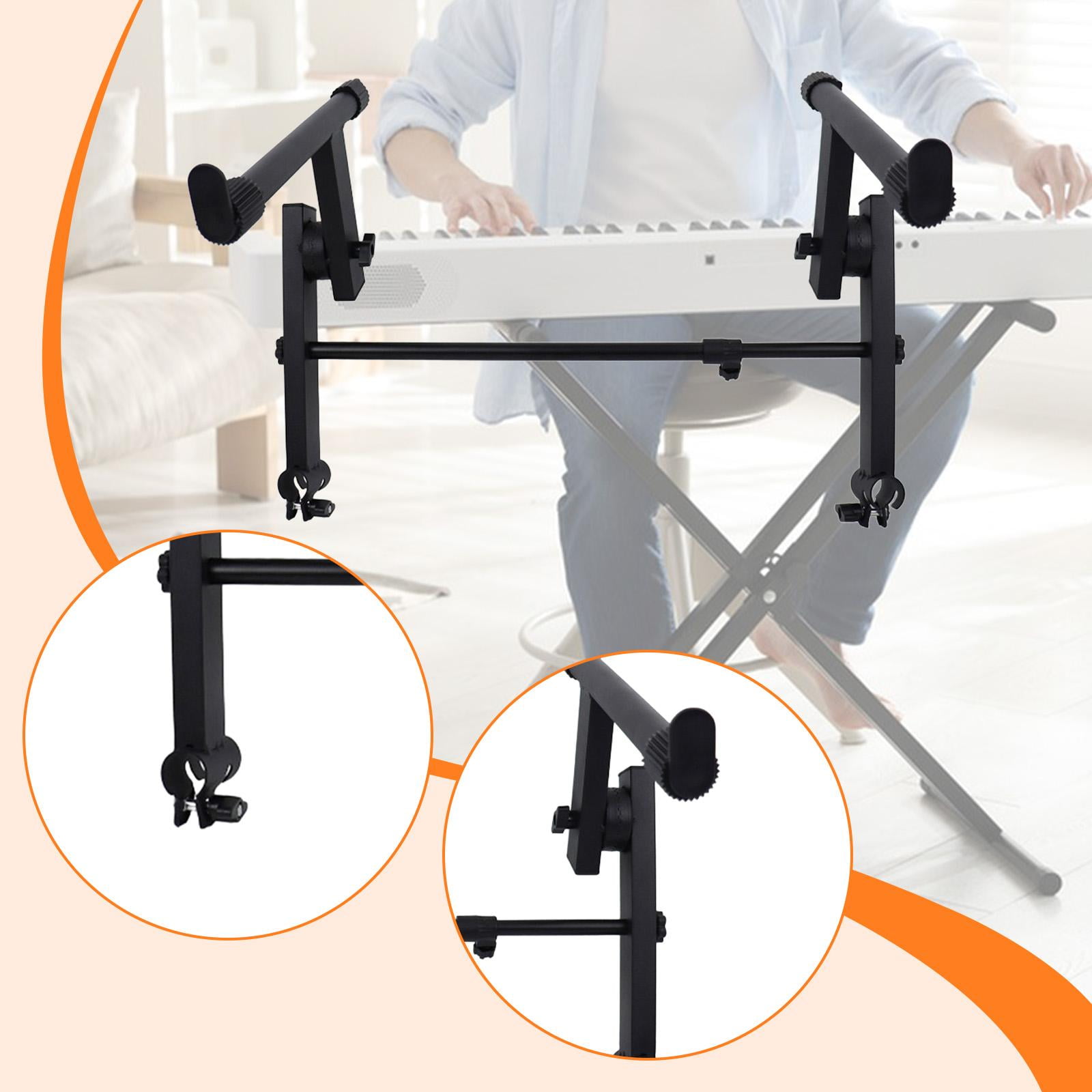 Electronic Piano Stand Keyboard Rack Music Holder Iron Adjustable Width for Home Musicians and Beginners