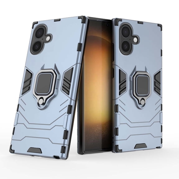 Heavy Duty Case For iPhone 16 Plus Armor Phone Case with Metal Ring Hidden Kickstand, Military Grade Shockproof Rugged Protective Cover for For iPhone 16 Plus,Navy
