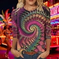 thumbnail image 7 of Xdegoge Womens Mardi Gras Tops Plus Size Crewnceck 3/4 Sleeve Top Luminous Casual Pullover Dazzling Neon Carnival Outfit, 7 of 7