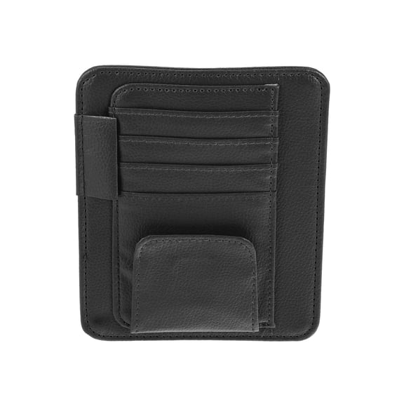 Unique Bargains PU Leather Car Sun Visor Organizer Glasses Holder and Card Holder Black