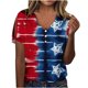 thumbnail image 2 of Fiudx Ofertas Flash Artículos En Oferta Camiseta Informal de Manga Corta con Cuello En V para Mujer, Jersey con Botones y Estampado Del Día de La Independencia, de Verano, 2 of 5