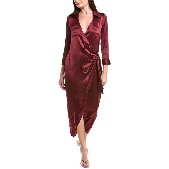 L’AGENCE womens  Kadi Long Silk Wrap Dress, 12