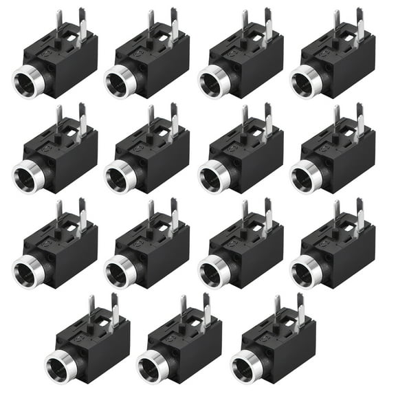 PCB Mount 2.5mm 3 Pin Socket Headphone Stereo Audio Video Connector PJ210 Black 15Pcs