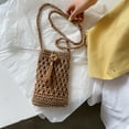 thumbnail image 2 of Yucurem Women Travel Straw Woven Mini Shoulder Crossbody Phone Bag (Light Brown), 2 of 10
