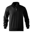 thumbnail image 5 of Men's Retro Stand Collar Zip-Up Sweatshirt, Casual Loose Fit Heavyweight Knit Jacquard Pullover, Fall Winter Long Sleeve Top,Black,L, 5 of 9