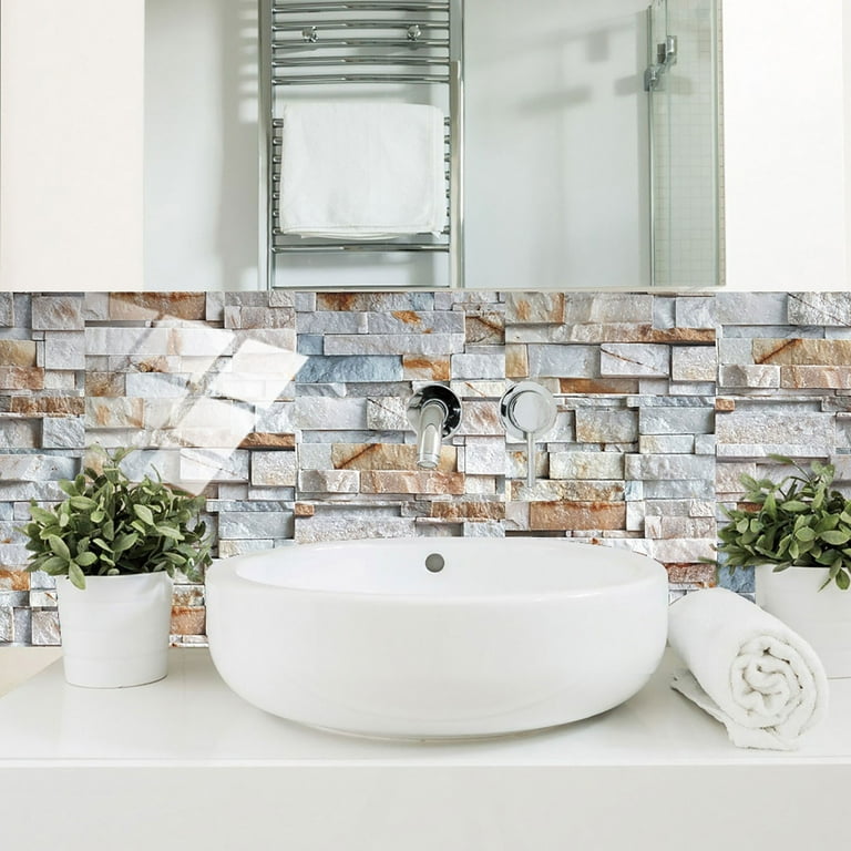 DIY Kitchen Bathroom Bathroom Simulation Wall Tile Waterproof Wallpaper, Peel and Stick Tile Backsplash Wall Tiles 8 DIY Kitchen Bathroom Bathroom Simulation Wall Tile Waterproof Wallpaper, Peel and Stick Tile Backsplash Wall Tiles 8