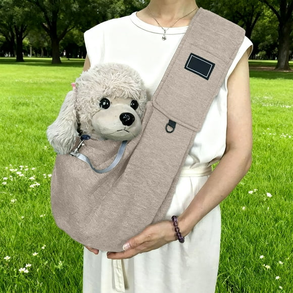 Pet Supplies Sling for Small Dogs Up to 15lbs Breathable Fabric Adjustable Padded Strap Anxiety-Reducing Design with Pocket for