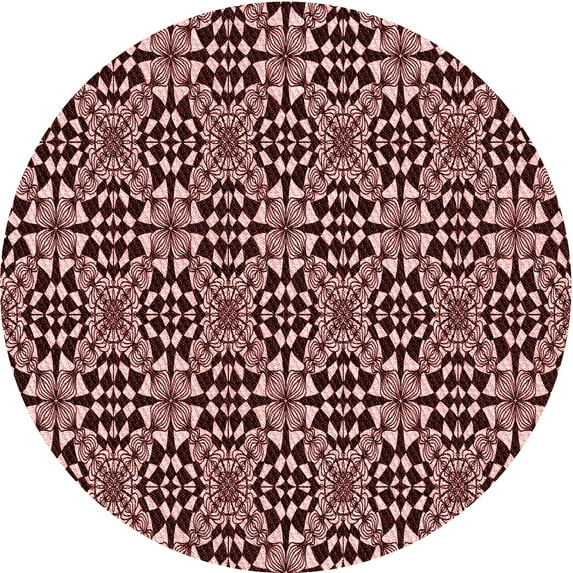 Ahgly Company Machine Washable Indoor Round Transitional Pink Daisy Pink Area Rugs, 4' Round