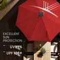 thumbnail image 2 of Simenmax 10FT Solar Patio Umbrella with 32 LED Lights, Outdoor Umbrellas Market Umbrella with 8 Sturdy Ribs for Market, Beach, Pool, Garden, Backyard,Red, 2 of 7