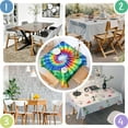 thumbnail image 4 of Rainbow Tie Dye Radial Pattern Square Tablecloth,Waterproof Square Table Cover,Wipeable Spillproof Washable Table Cover for Home Kitchen Party Decor 52"x52"(132x132cm), 4 of 6