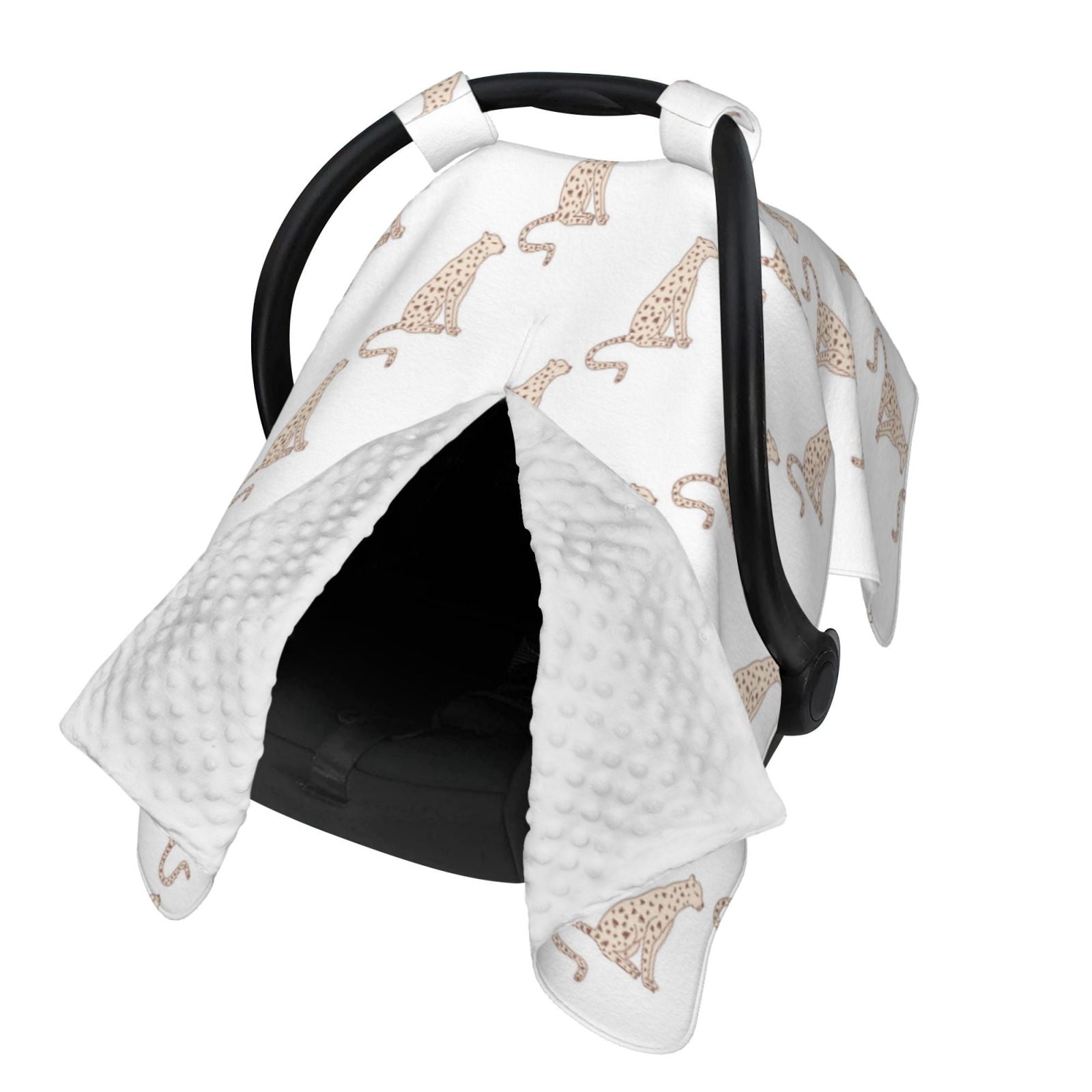 Naloa Leopard Print Baby Car Seat Cover, Breathable Baby Carrier Cover, Multiuse Baby Carrier Cover & Nursing Breastfeeding Cover