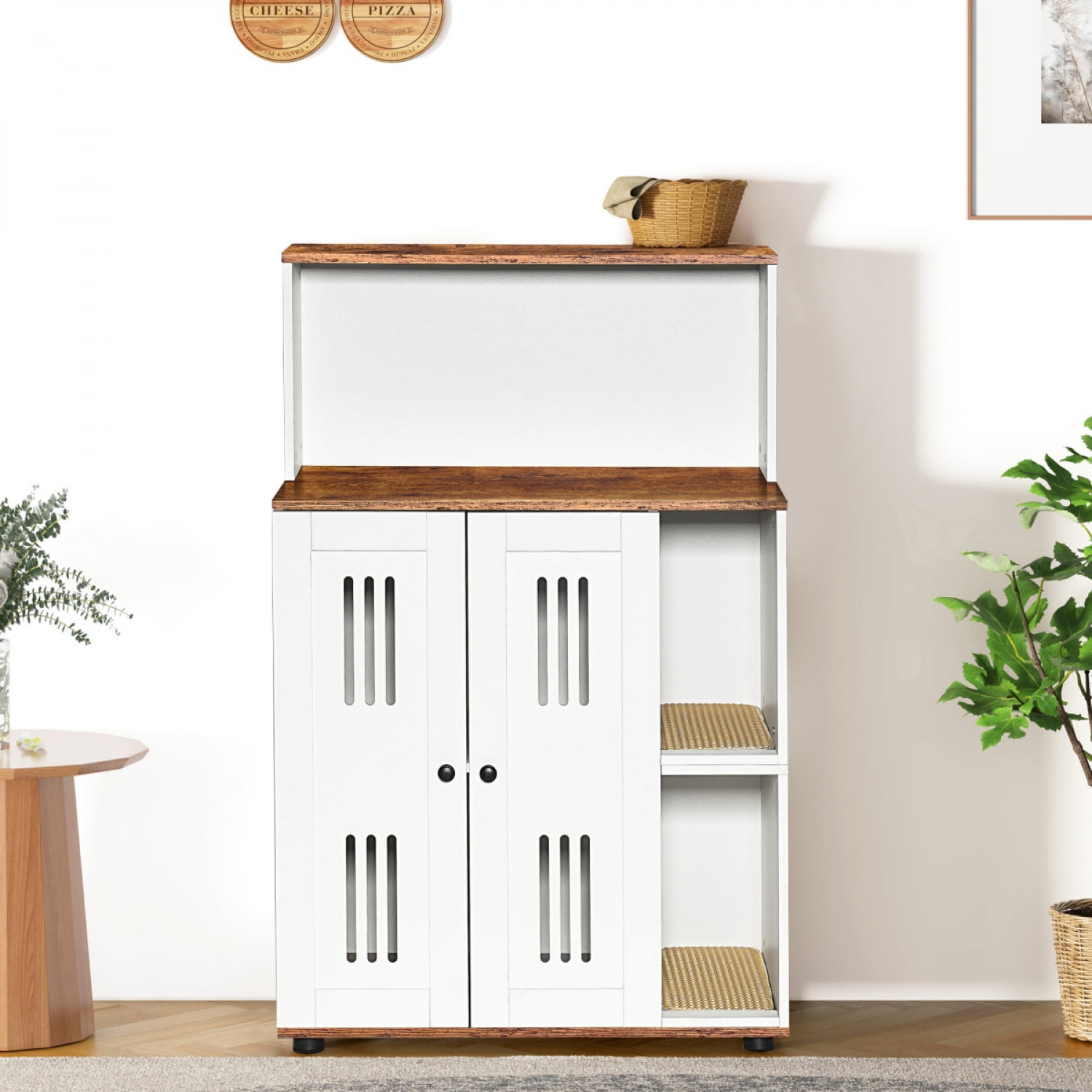 ZHICHUN  Hidden Cat Litter Box Enclosure for 2 Cats Double Litter Cabinet Multi Purpose Cat Furniture as Side Cabinet Bathroom Storage